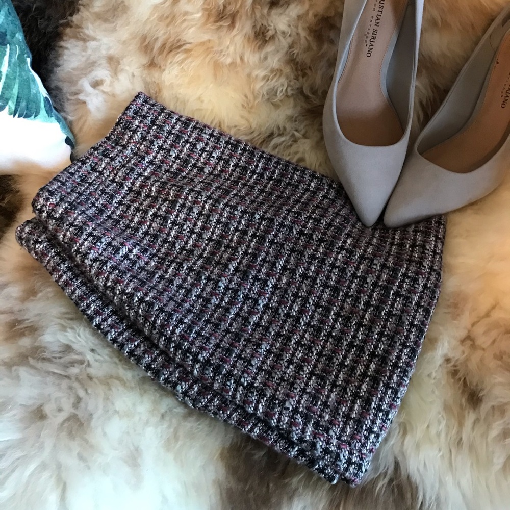 Multicolored Tweed Pencil Skirt